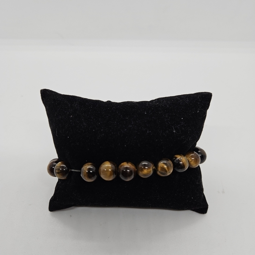 tiger's eye stretch bracelet with black tassel